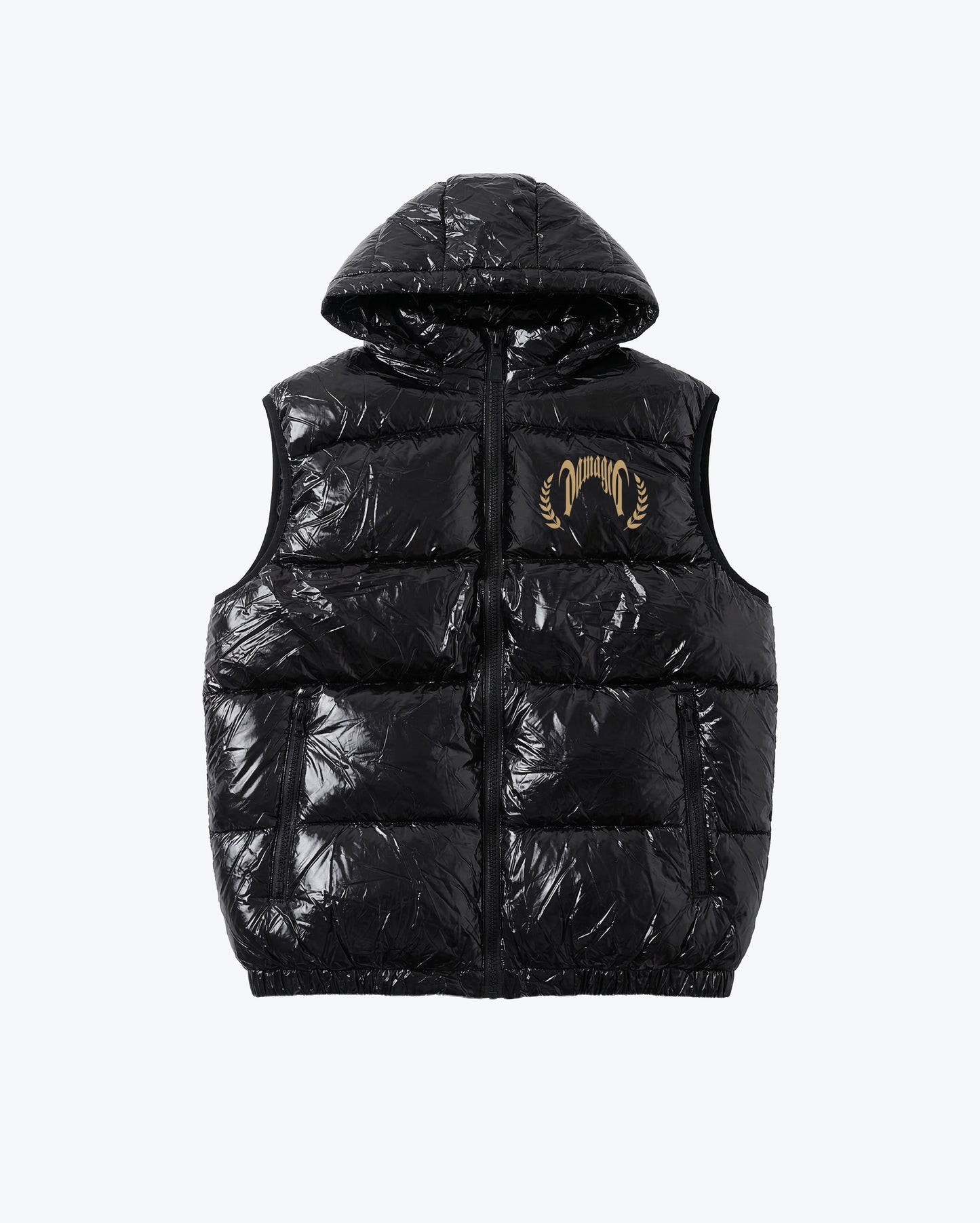 Shiny Trinity Puffer Vest Black