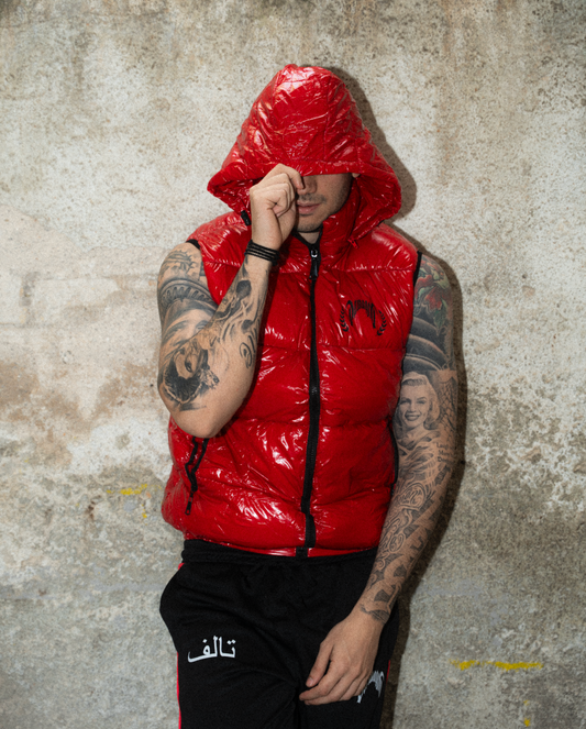 Shiny Trinity Puffer Vest Red
