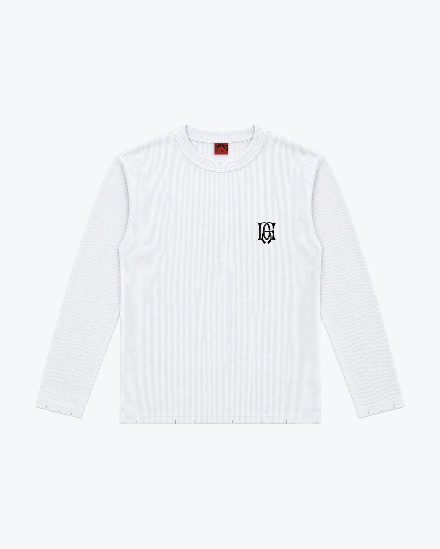 Heavy Rib Distressed White Longsleeve