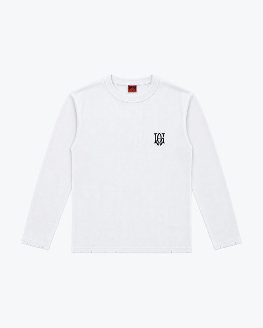 Heavy Rib Distressed White Longsleeve