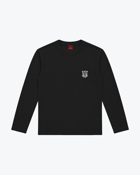 Heavy Rib Distressed Black Longsleeve