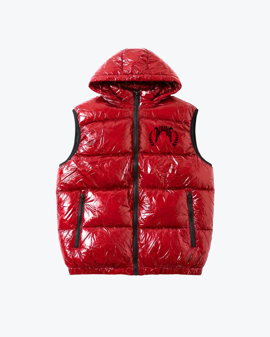 Shiny Trinity Puffer Vest Red